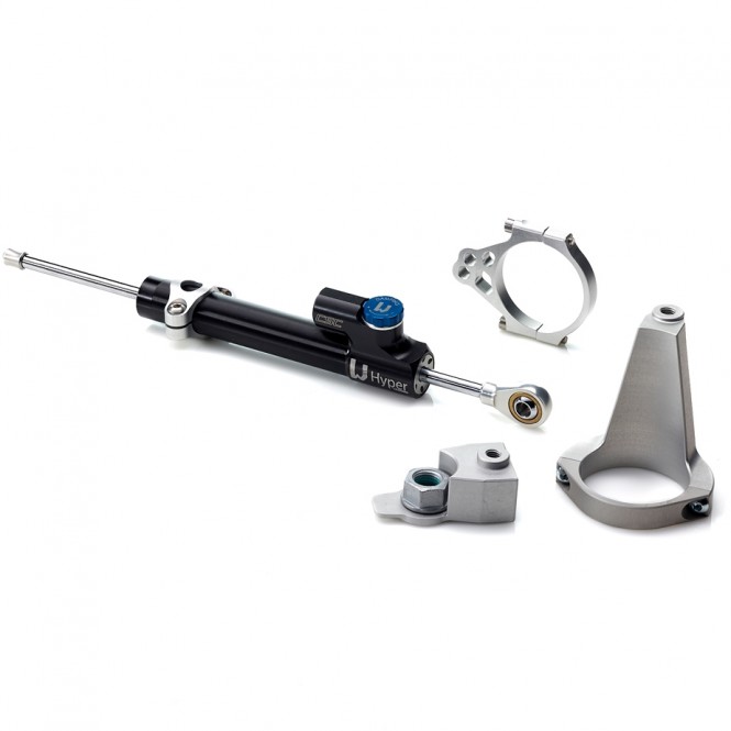 Hyper pressurized steering damper including assembling kit 